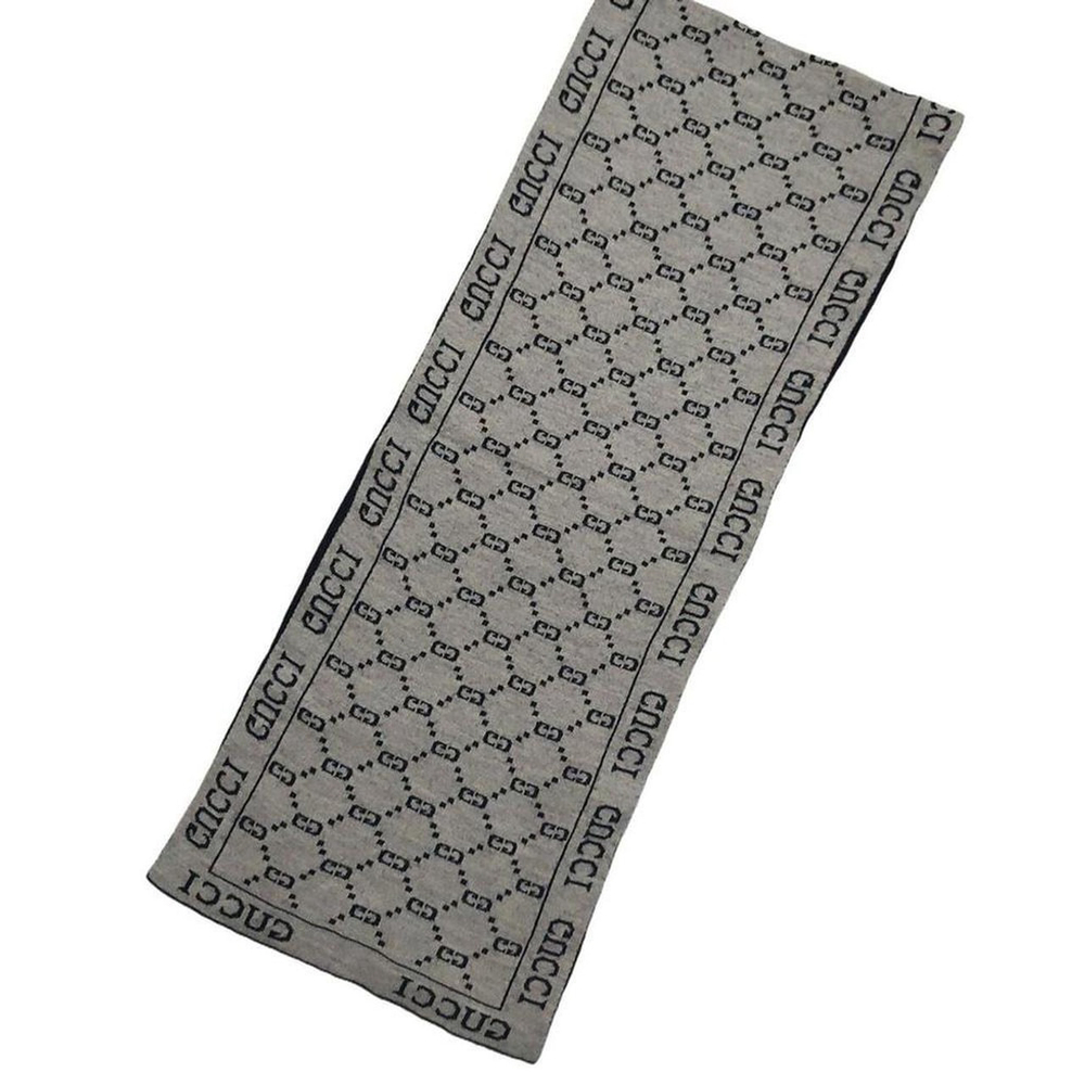 Gucci Vintage Black & Gray Reversible Monogram GG Logo Print Scarf - Picture 4 of 8